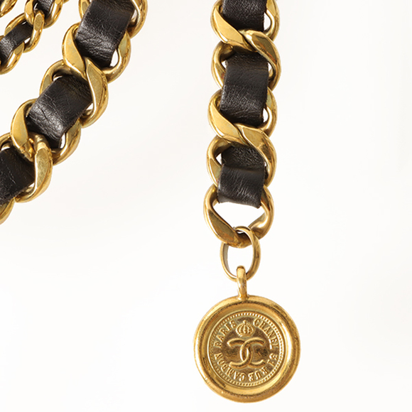 CHANEL 1994 Made Cc Mark Coin Charm Chain Belt Black - Picture 6 of 14